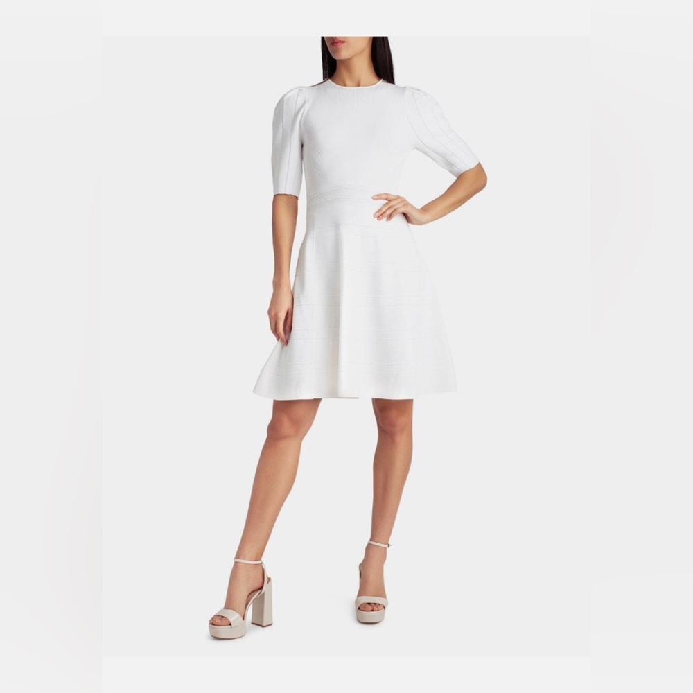 Nicole Miller Pleated Shoulder A-Line Dress